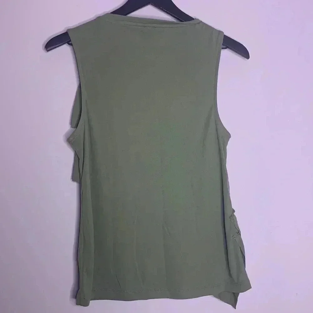 J.Crew Drapey Ruffle Tank Top Green Sleeveless Shirt Size Small
